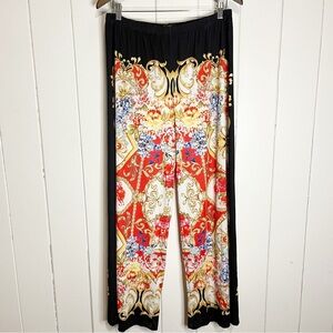 Slinky Brand Patterned Palazzo Pants. Size Large.